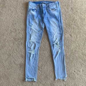 American Eagle super super stretch ripped skinny jeans